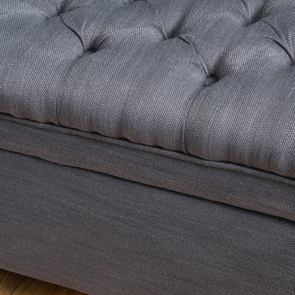 Rhya Storage Bench, 50 Inch Button Tufted Plush Seat, Soft Gray Fabric - BM324480