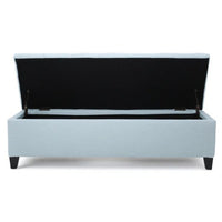 Elias Storage Ottoman Bench, 51 Inch Blue, Button Tufted Seat, Black - BM324483