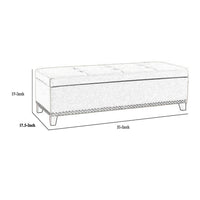 Elias Storage Ottoman Bench, 51 Inch Blue, Button Tufted Seat, Black - BM324483