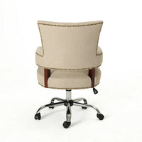Lini Rolling Office Chair, Beige, Nailhead Trim, Swivel, Chrome Metal - BM324487