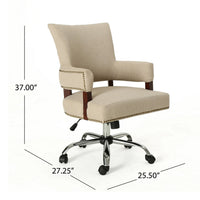 Lini Rolling Office Chair, Beige, Nailhead Trim, Swivel, Chrome Metal - BM324487