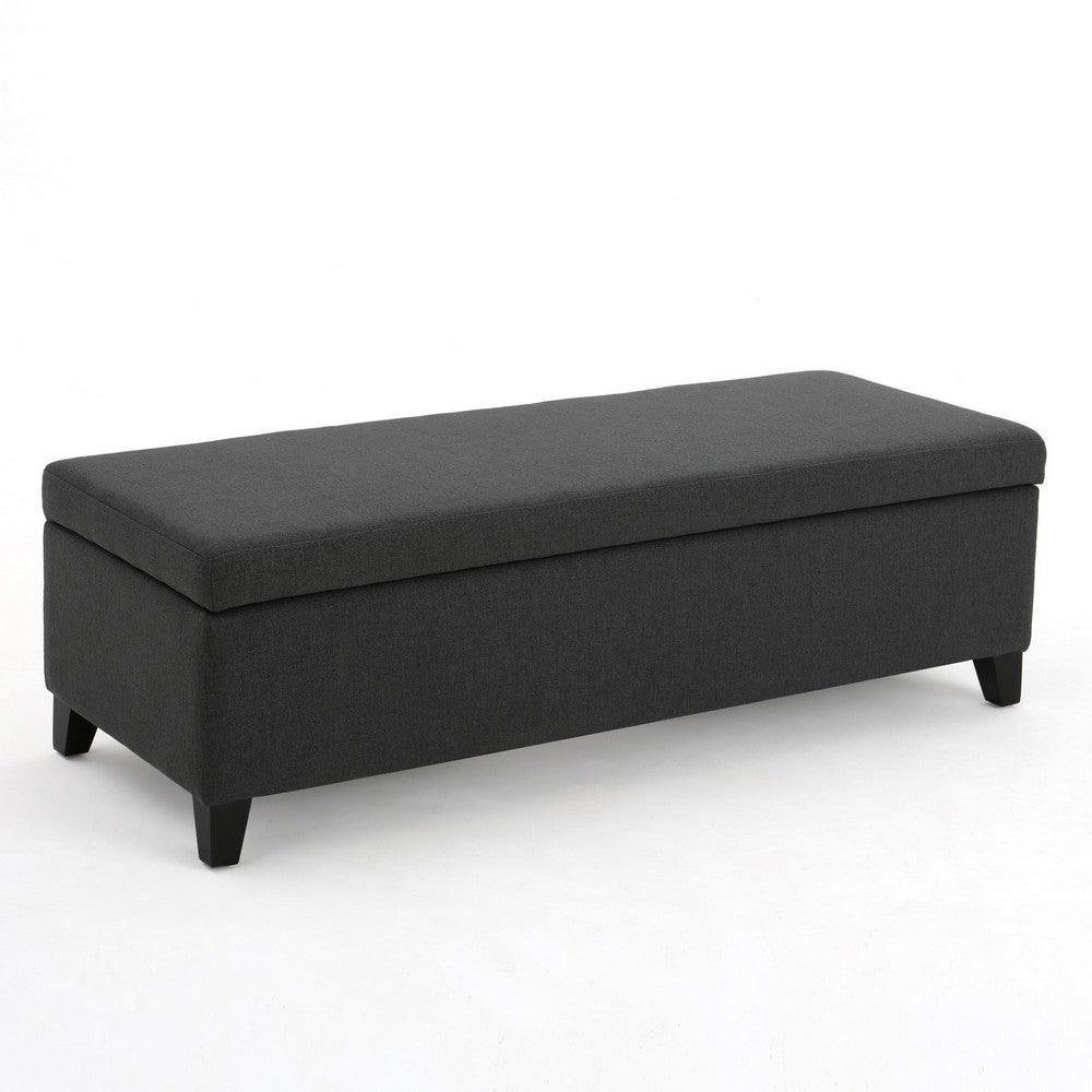 Harry Storage Ottoman Bench, 51 Inch Classic Dark Gray, Birch Wood - BM324490