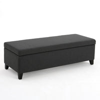 Harry Storage Ottoman Bench, 51 Inch Classic Dark Gray, Birch Wood - BM324490