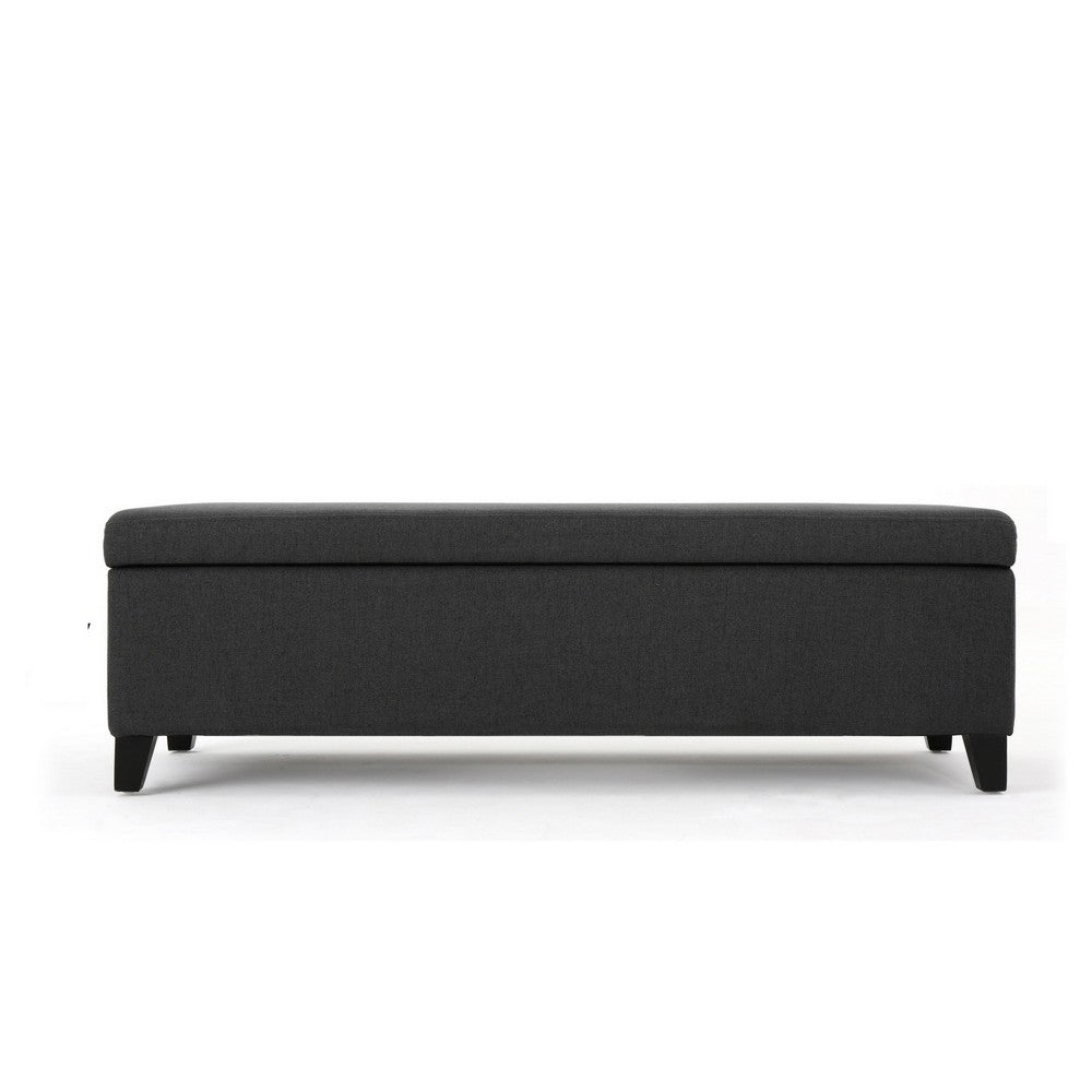 Harry Storage Ottoman Bench, 51 Inch Classic Dark Gray, Birch Wood - BM324490