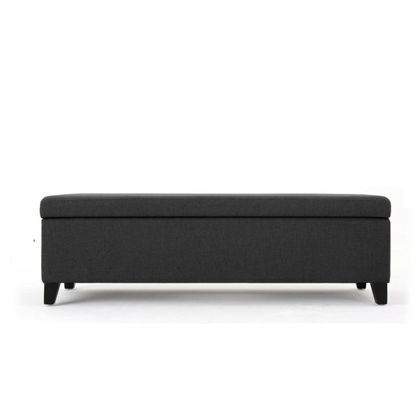 Harry Storage Ottoman Bench, 51 Inch Classic Dark Gray, Birch Wood - BM324490
