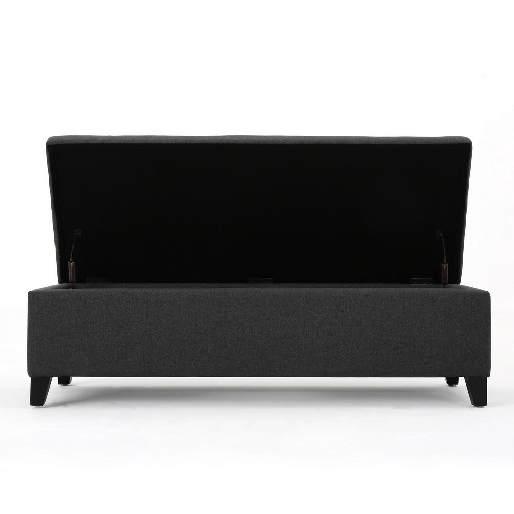Harry Storage Ottoman Bench, 51 Inch Classic Dark Gray, Birch Wood - BM324490