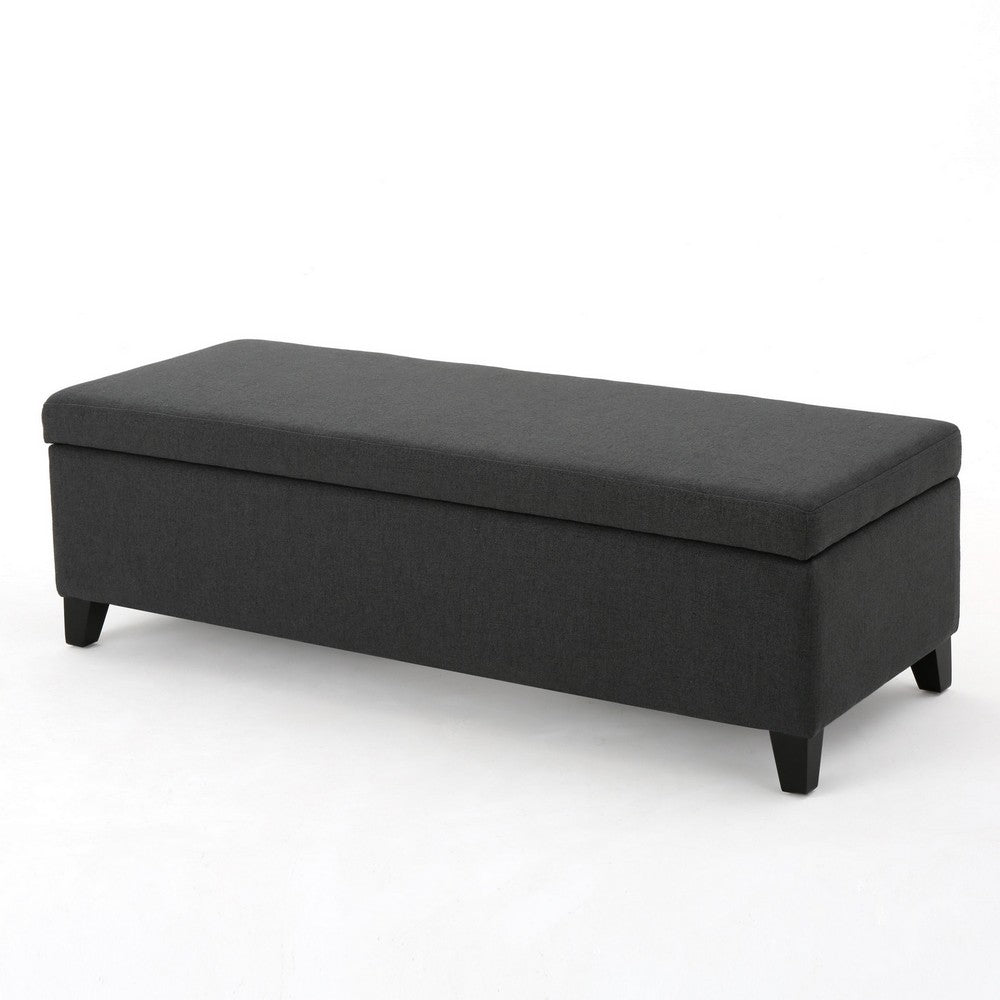 Harry Storage Ottoman Bench, 51 Inch Classic Dark Gray, Birch Wood - BM324490