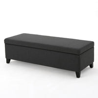 Harry Storage Ottoman Bench, 51 Inch Classic Dark Gray, Birch Wood - BM324490