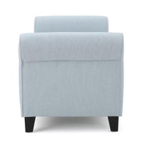 Storage Ottoman Bench, 50 Inch Light Blue, Rolled Arms, Black Wood - BM324491