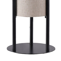 Modern Table Lamp, Upright Beige Linen Drum Shade, Black Metal 22 Inch -BM324492