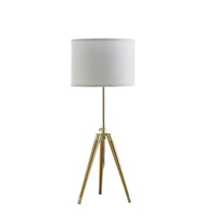 Kera Table Lamp, White Drum Shade, Brass Gold Tripod Base 39 Inch  -BM324493