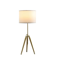 Kera Table Lamp, White Drum Shade, Brass Gold Tripod Base 39 Inch  -BM324493