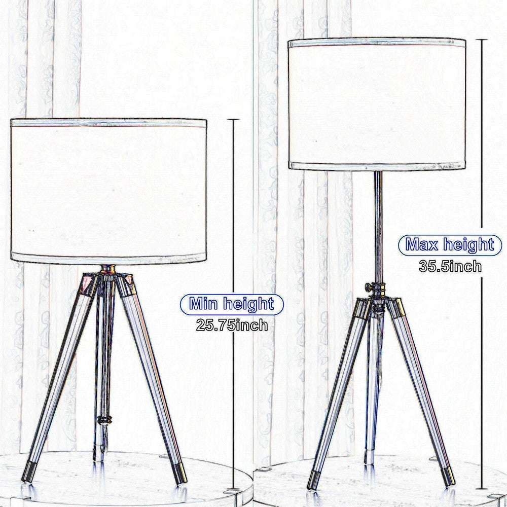 Kera Table Lamp, White Drum Shade, Brass Gold Tripod Base 39 Inch  -BM324493