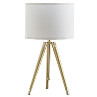 Kera Table Lamp, White Drum Shade, Brass Gold Tripod Base 39 Inch 
