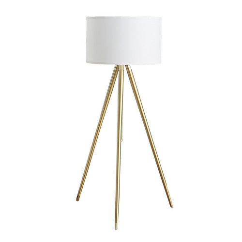 Kera Floor Lamp, White Drum Shade, Brass Gold Tripod Base 64 Inch 