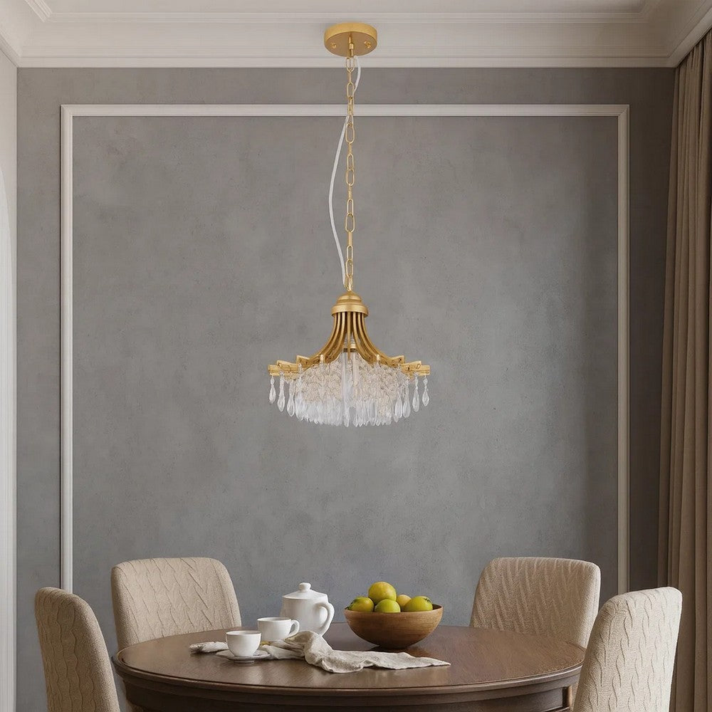 Accent Chandelier, Classic Crystal Inspired Cascade Gold Metal 12 Inch -BM324500