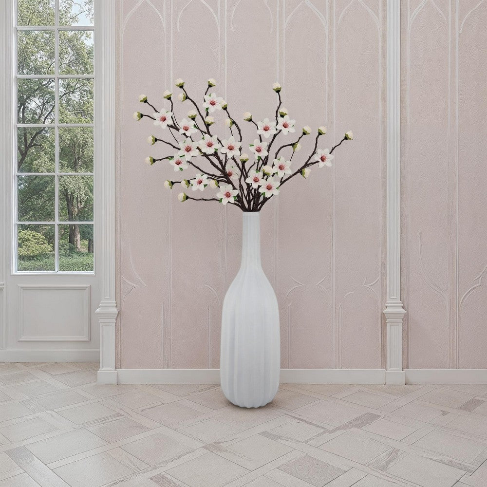 Rizie Vase with Ribbed Texture, 45 Inch Contemporary White Polyresin -BM324513