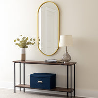 Fenny Wall Mounted Mirror Decor, Oval Shape, 16 x 40, Gold Metal -BM324524