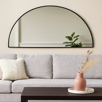 Lima Decorative Wall Mirror, Round Semicircular 30 x 60, Black Frame -BM324560