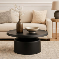Ricca Plant Stand Table, Black Metal, Round 29 Inch Top, Pedestal Base -BM324603