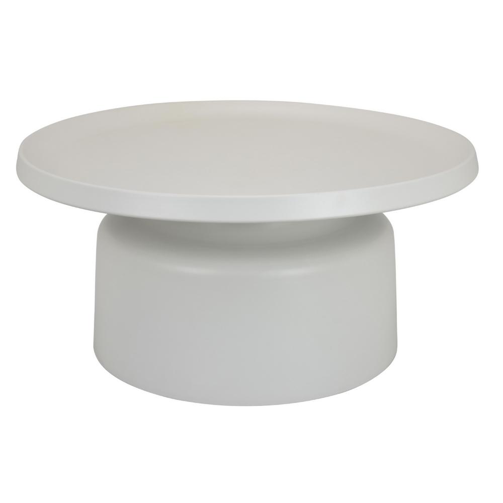 Ricca Plant Stand Table, White Metal, Round 29 Inch Top, Pedestal Base -BM324604