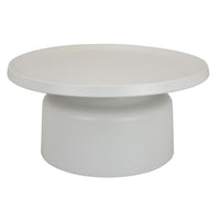 Ricca Plant Stand Table, White Metal, Round 29 Inch Top, Pedestal Base -BM324604