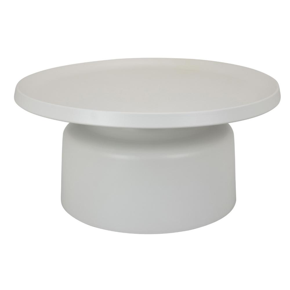 Ricca Plant Stand Table, White Metal, Round 29 Inch Top, Pedestal Base -BM324604