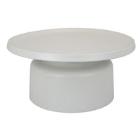 Ricca Plant Stand Table, White Metal, Round 29 Inch Top, Pedestal Base -BM324604