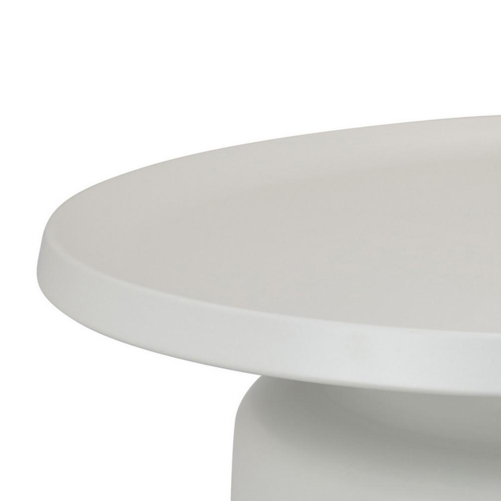 Ricca Plant Stand Table, White Metal, Round 29 Inch Top, Pedestal Base -BM324604