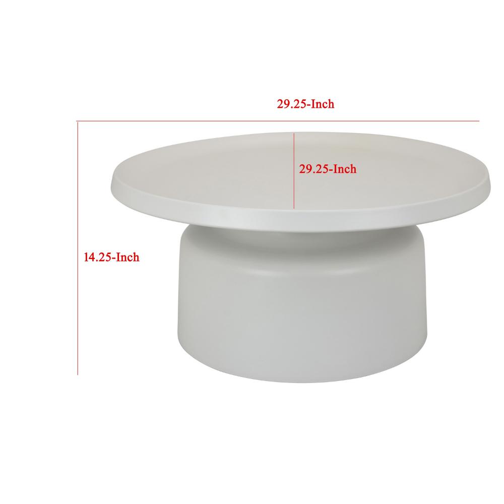 Ricca Plant Stand Table, White Metal, Round 29 Inch Top, Pedestal Base -BM324604