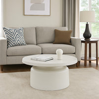 Ricca Plant Stand Table, White Metal, Round 29 Inch Top, Pedestal Base -BM324604