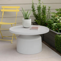 Ricca Plant Stand Table, White Metal, Round 29 Inch Top, Pedestal Base -BM324604