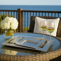 Nancy Tray Set of 3, Wavy Edges, Silver Metal Frames, Rectangular -BM324610