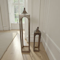 Akira Tabletop Candle Holder Lantern Set of 2, Gold Metal, Top Hook -BM324614