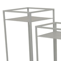 Sano Plant Stand Table Set of 3, Mesh Pattern, White Metal, Square -BM324629