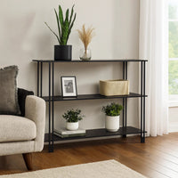 Rasha 3 Tier Storage Rack Rack, Spacious Shelves, Black Metal, 44 Inch -BM324632