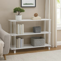 Rasha 3 Tier Storage Rack Rack, Spacious Shelves, White Metal, 44 Inch -BM324633