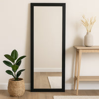 Wall-Mounted Mirror with Tall Rectangular Frame, 24 x 71, Black Metal -BM324658