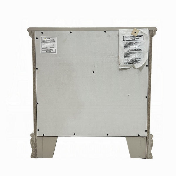 Auri Kids Nightstand, 3 Drawers and Scalloped Base, 27 Inch Gray Wood -BM324683