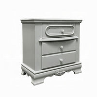 Auri Kids Nightstand, 3 Drawers and Scalloped Base, 27 Inch Gray Wood -BM324683