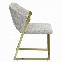 Side Dining Chair, Gold Stainless Steel, Gray Soft Teddy Sherpa -BM324685