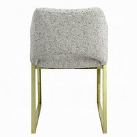 Side Dining Chair, Gold Stainless Steel, Gray Soft Teddy Sherpa -BM324685