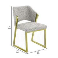 Side Dining Chair, Gold Stainless Steel, Gray Soft Teddy Sherpa -BM324685
