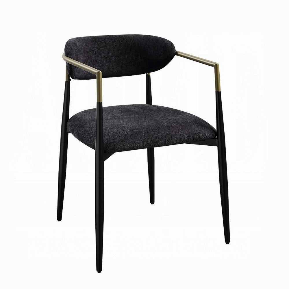 Vonn Dining Side Chair Set of 2, Black Gold Metal, Black Fabric -BM324698