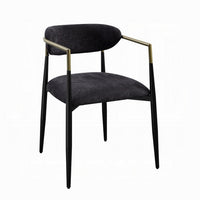 Vonn Dining Side Chair Set of 2, Black Gold Metal, Black Fabric -BM324698