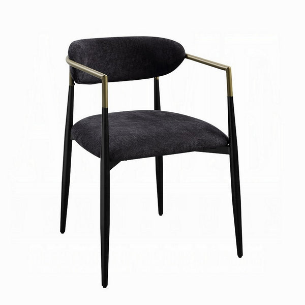 Vonn Dining Side Chair Set of 2, Black Gold Metal, Black Fabric -BM324698