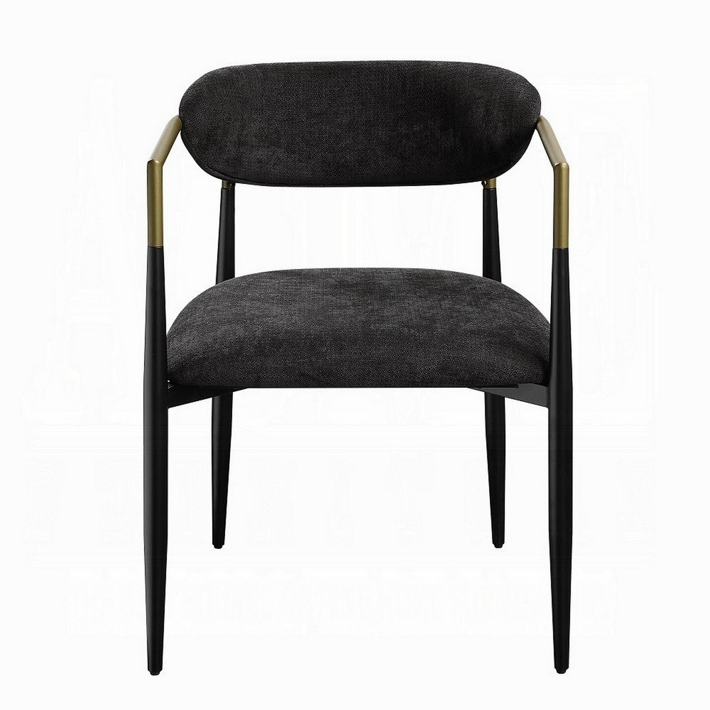 Vonn Dining Side Chair Set of 2, Black Gold Metal, Black Fabric -BM324698