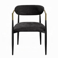 Vonn Dining Side Chair Set of 2, Black Gold Metal, Black Fabric -BM324698