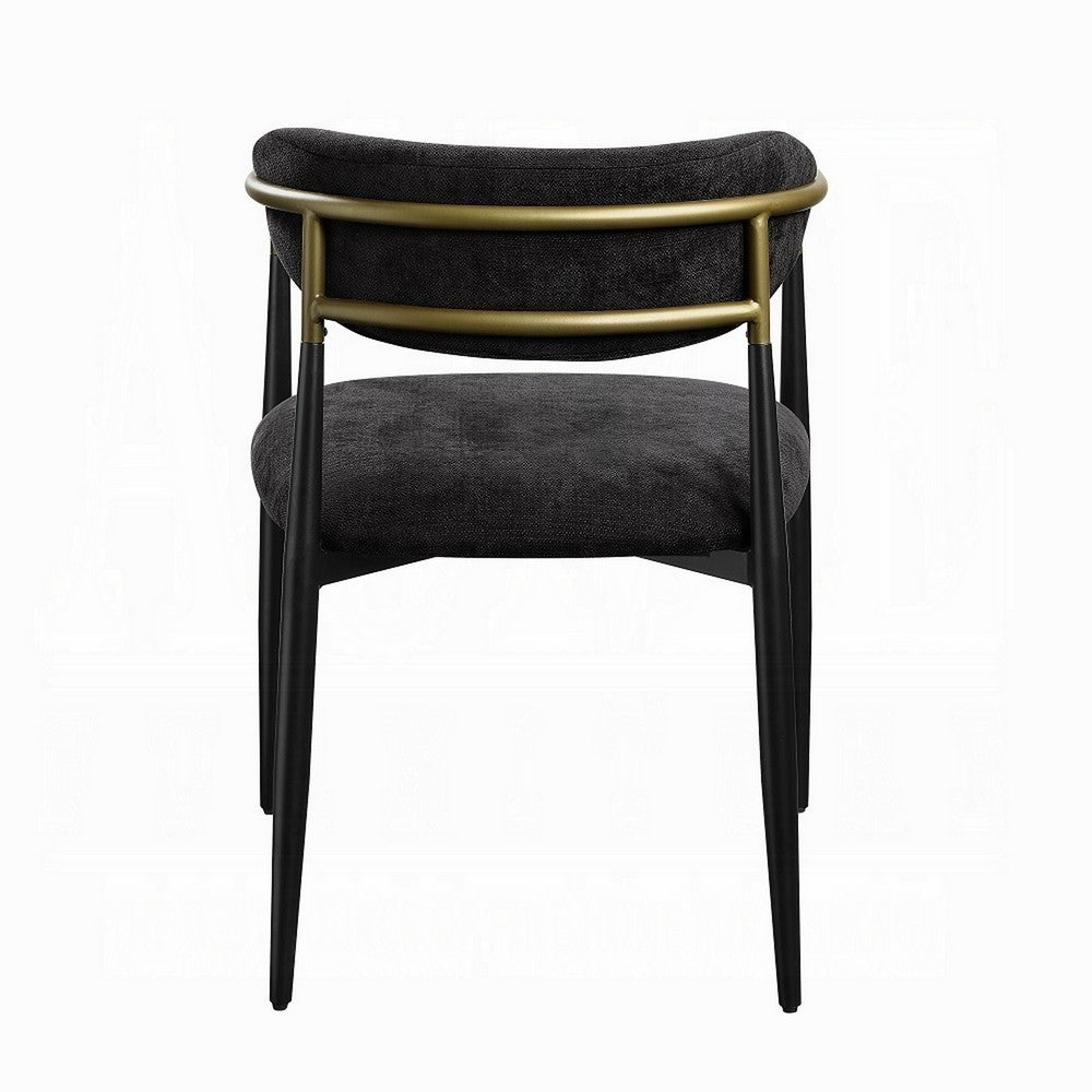 Vonn Dining Side Chair Set of 2, Black Gold Metal, Black Fabric -BM324698