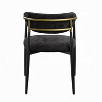 Vonn Dining Side Chair Set of 2, Black Gold Metal, Black Fabric -BM324698
